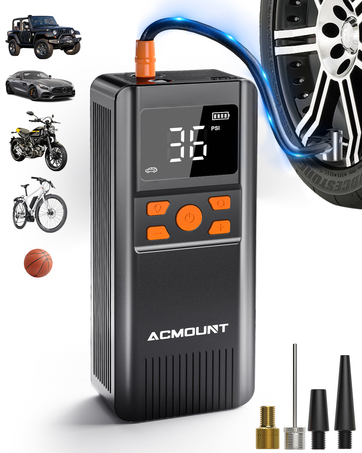 Acmount Cordless Tire Inflator Portable Air Compressor 150PSI Portable –  ACMOUNT